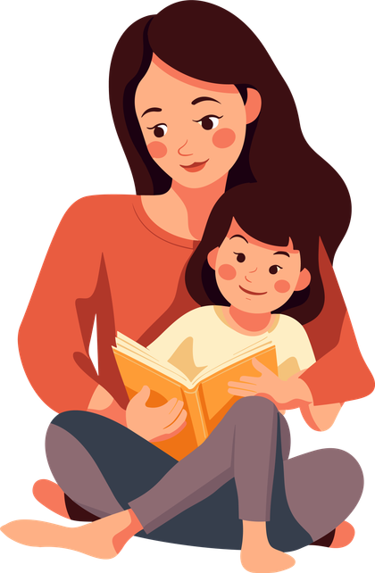 Illustration of a parent reading with a child