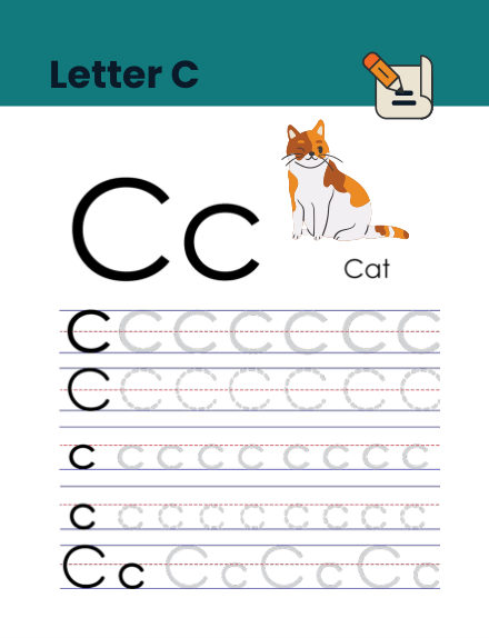 Letter C tracing worksheet preview