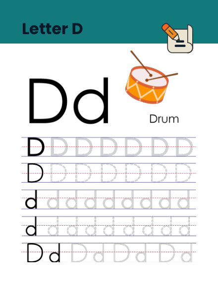 Letter D tracing worksheet preview