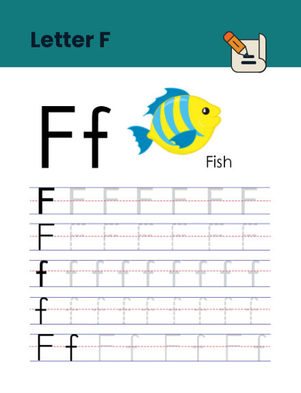 Letter F tracing worksheet preview