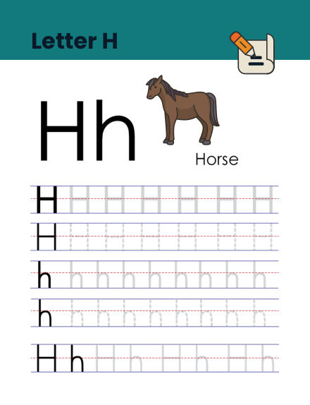 Letter H tracing worksheet preview