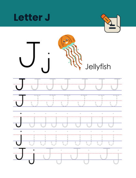 Letter J tracing worksheet preview