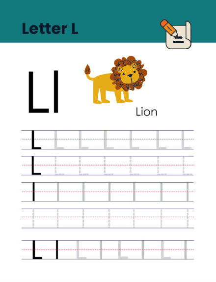 Letter L tracing worksheet preview