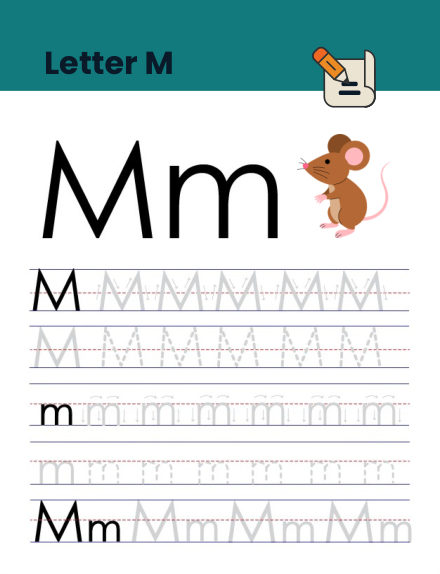 Letter M tracing worksheet preview