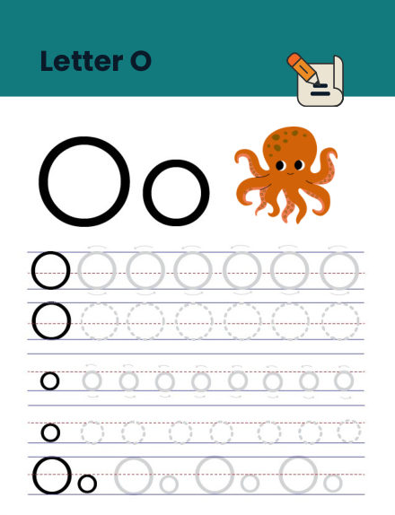 Letter O tracing worksheet preview