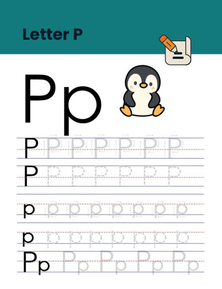Letter P tracing worksheet preview