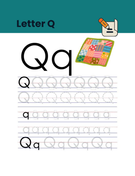 Letter Q tracing worksheet preview