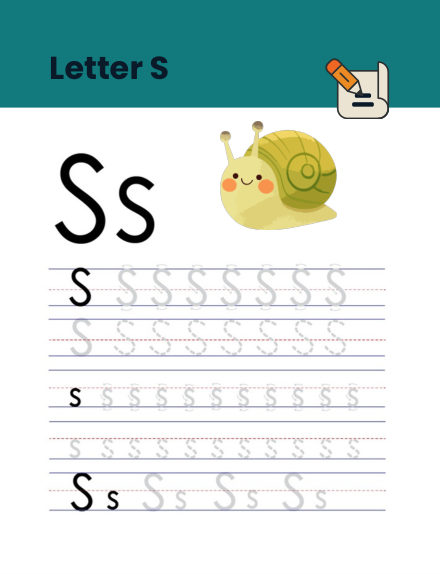 Letter S tracing worksheet preview
