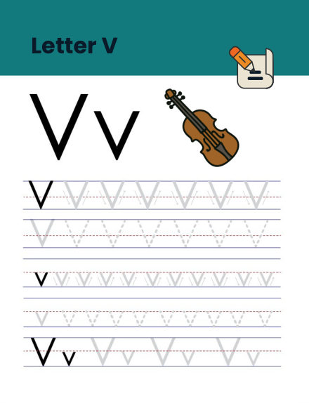 Letter V tracing worksheet preview