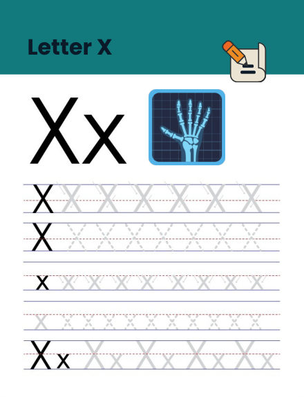 Letter X tracing worksheet preview