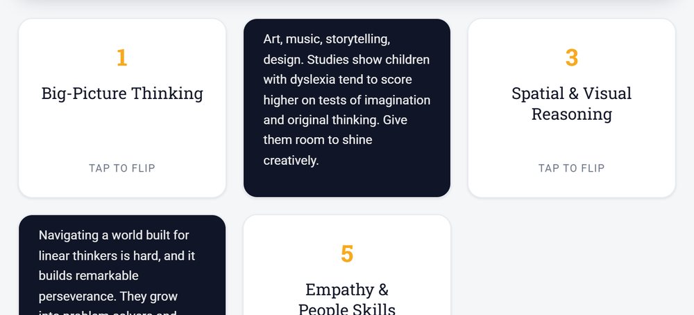 Interactive flip cards from the Strengths of Dyslexia lesson