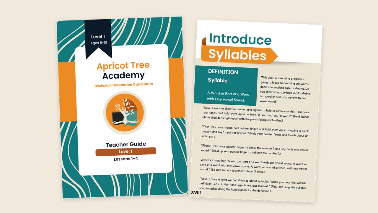 Teacher Guide cover beside the Introduce Syllables script page